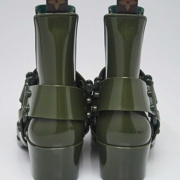 Louis Vuitton Green Rubber Rhapsody Ankle Boots Size 6.5/37 - Picture 5 of 5